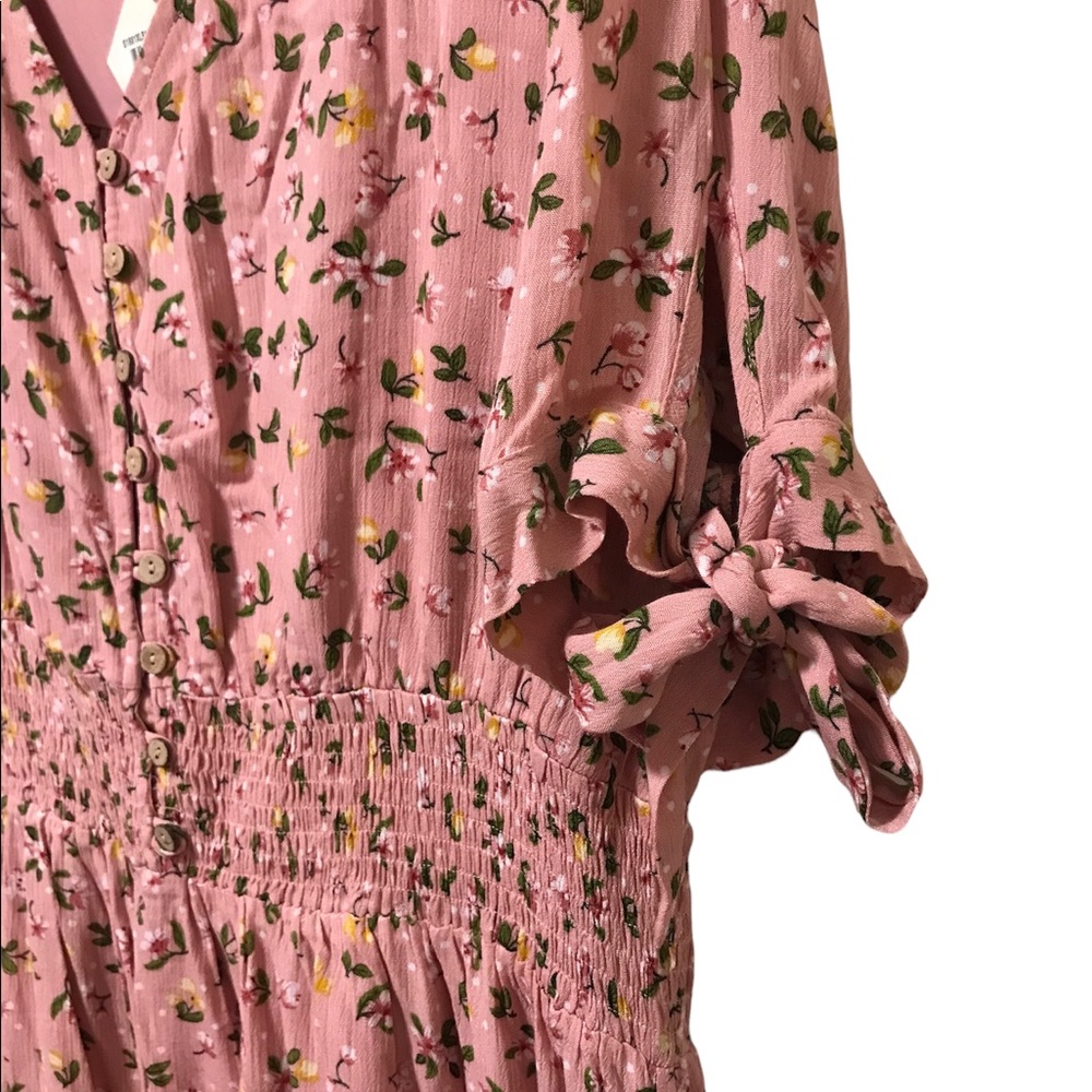 NWT Pinkblush Pink Floral Tie Sleeve Materntiy Plus Midi Dress - Picture 2 of 8